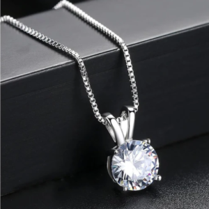 RSP-101 Original Moissanite Solitaire Pendant Necklace in Pure Silver