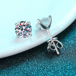 RSE-102 Original Moissanite Stud Earrings in Pure Silver