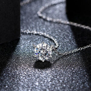 RSP-102 O-chain Original Moissanite Solitaire Pendant Necklace in Pure Silver