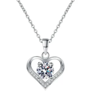 RSP 305 Radiant Love Moissanite Heart Dainty Necklace 1.0 Carat